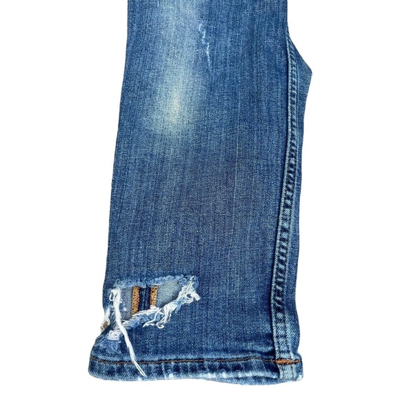 Zara Jeans Womens 4 Distressed Denim Jeans Medium Rise Relaxed Fit Straight Leg - Picture 13 of 16